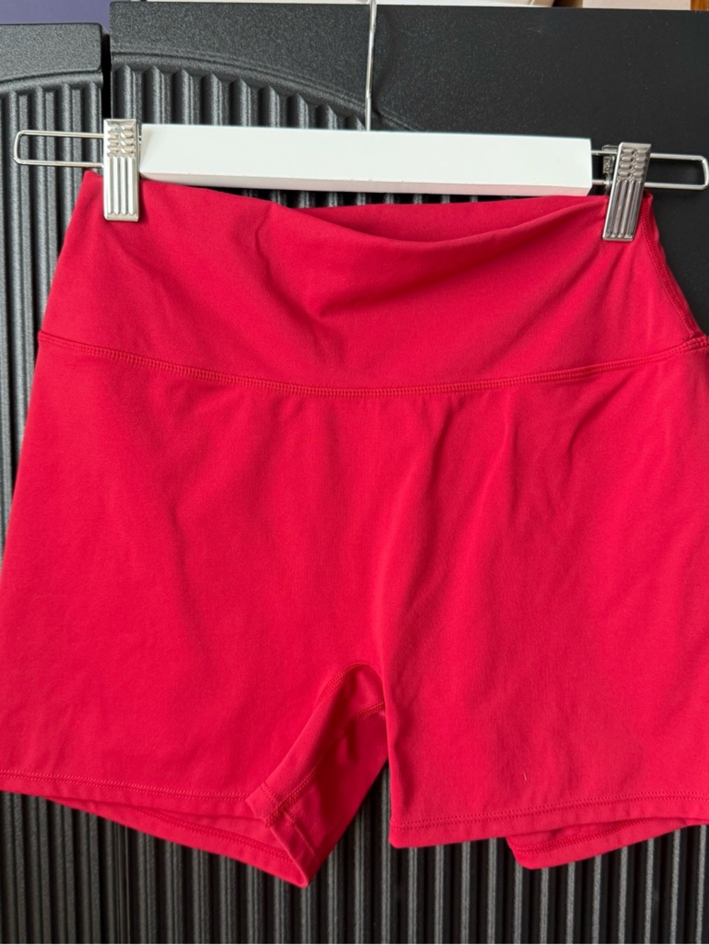 High-Rise Women's Active Shorts in Bright Red